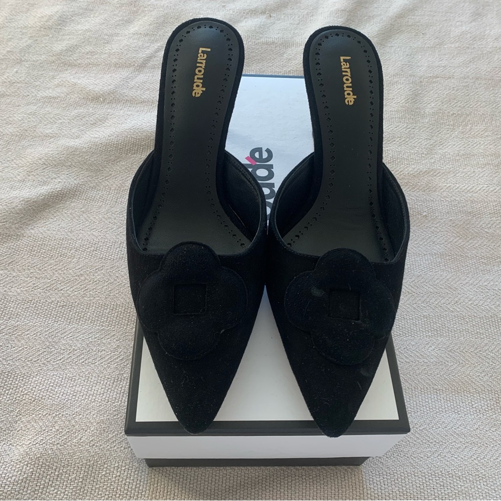 Larroude Black Heeled Mules - Picture 4 of 5